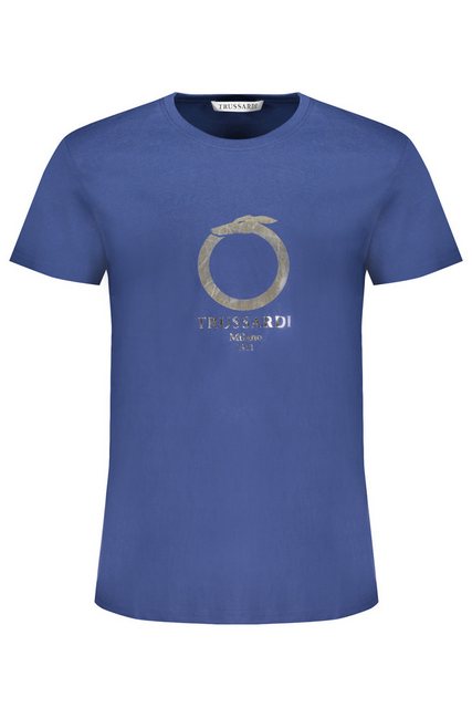 Trussardi T-Shirt Herren T-Shirt Blau: Kurzarm, Rundhals, Print, Logo günstig online kaufen