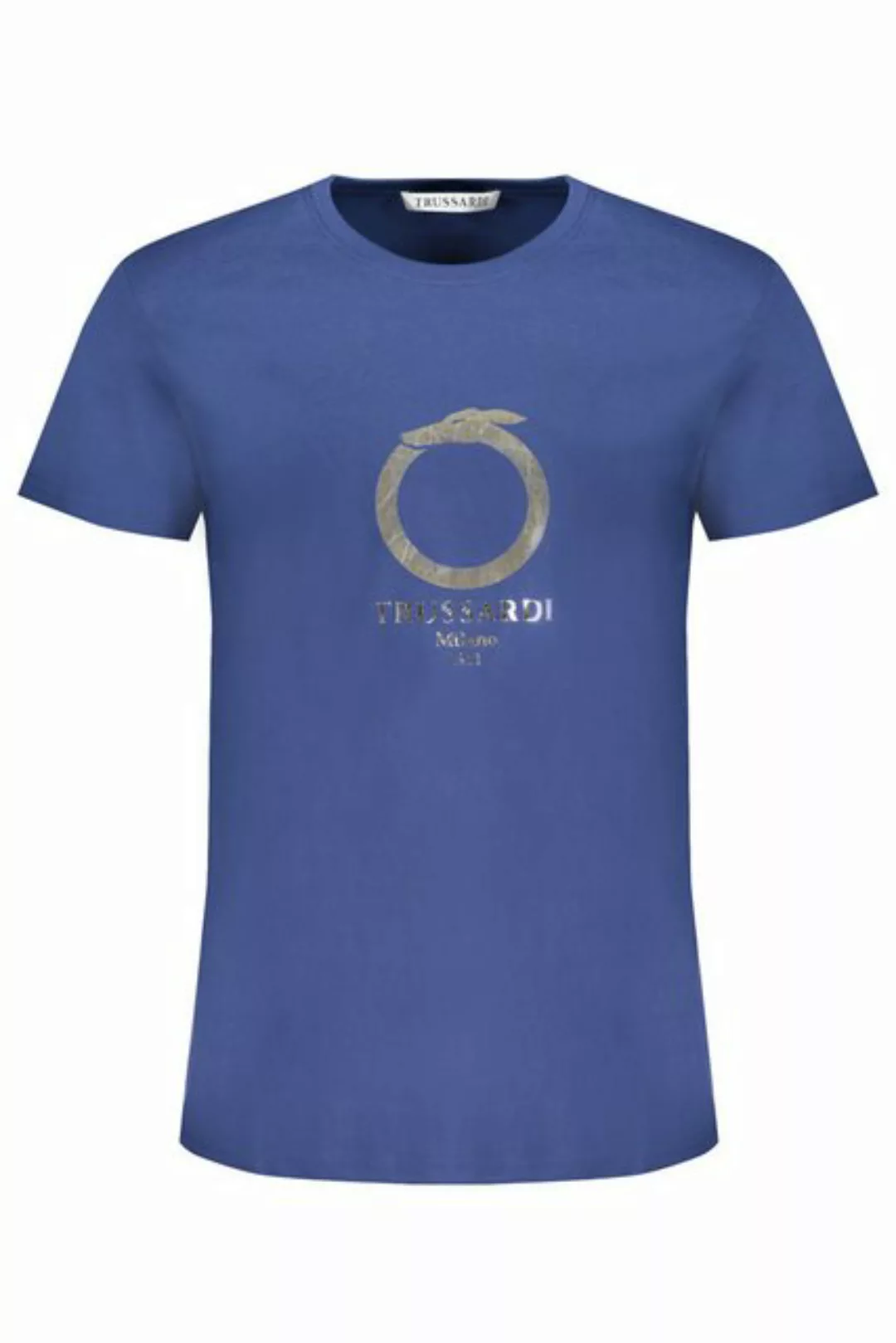 Trussardi T-Shirt Herren T-Shirt Blau: Kurzarm, Rundhals, Print, Logo günstig online kaufen