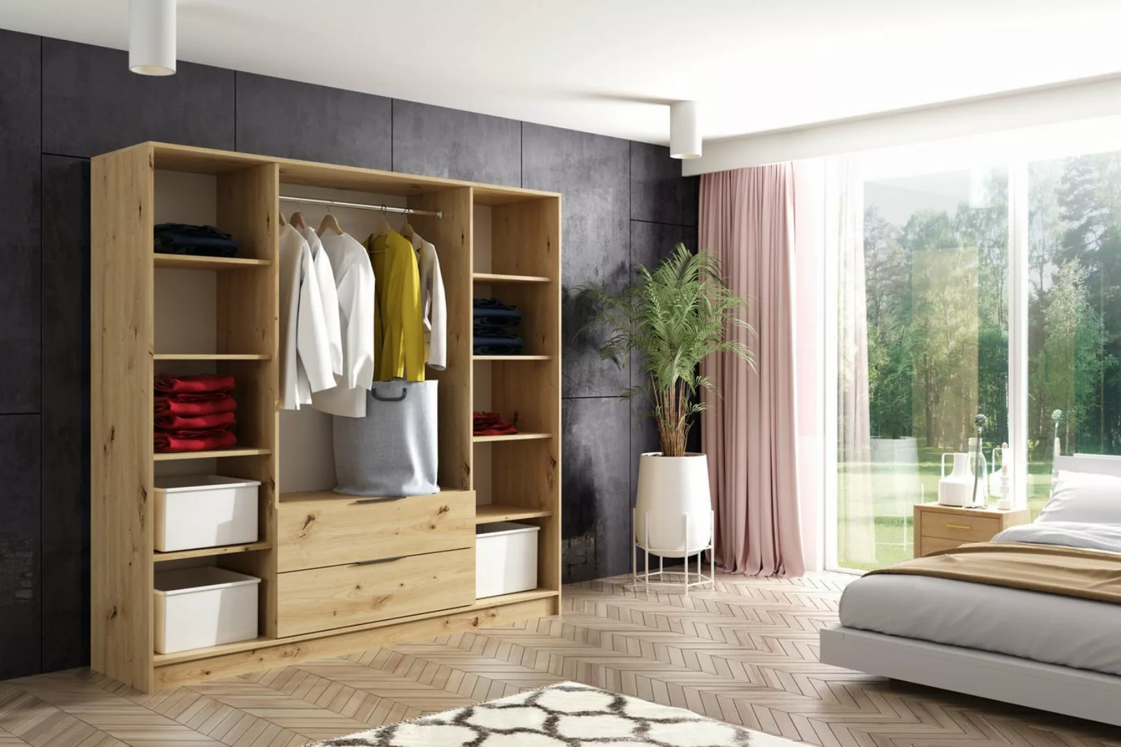 ALTDECOR Drehtürenschrank NERA (Kleiderschrank Garderobenschrank mit viel S günstig online kaufen