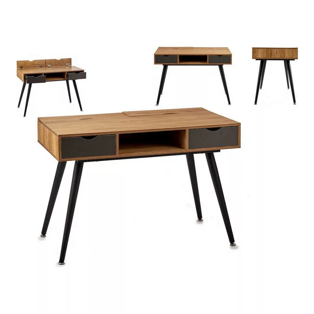 Schreibtisch Schwarz Braun Metall Holz (60 X 75 X 110 Cm) günstig online kaufen