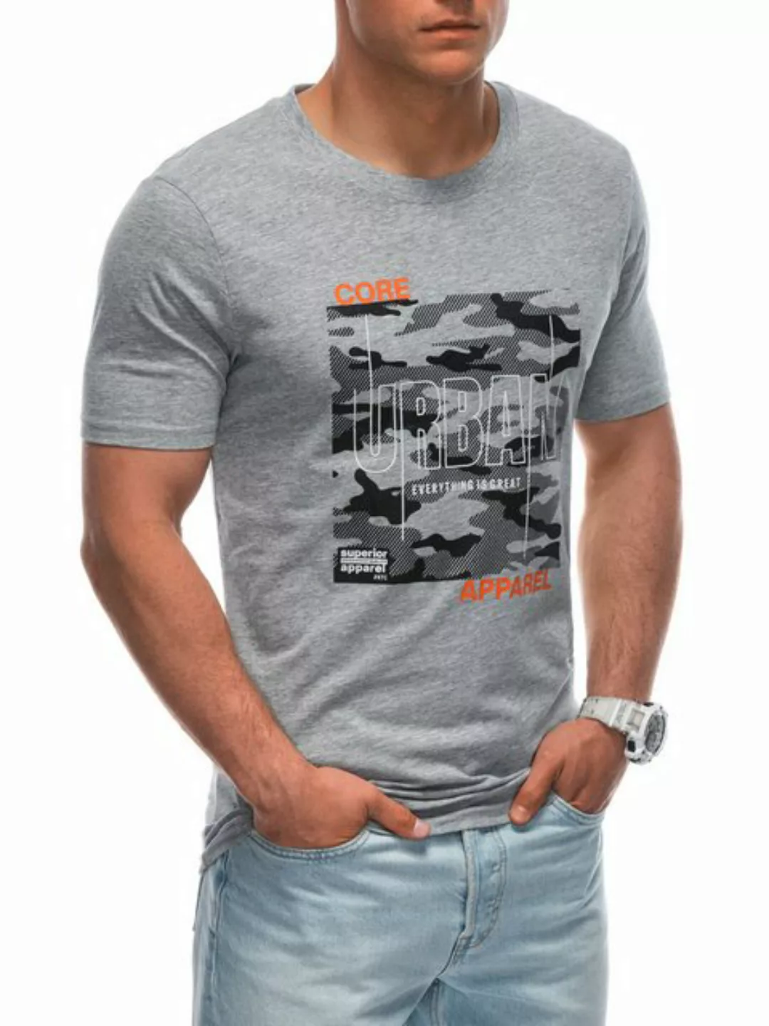 Edoti Print-Shirt Herren-T-Shirt Regular Fit günstig online kaufen