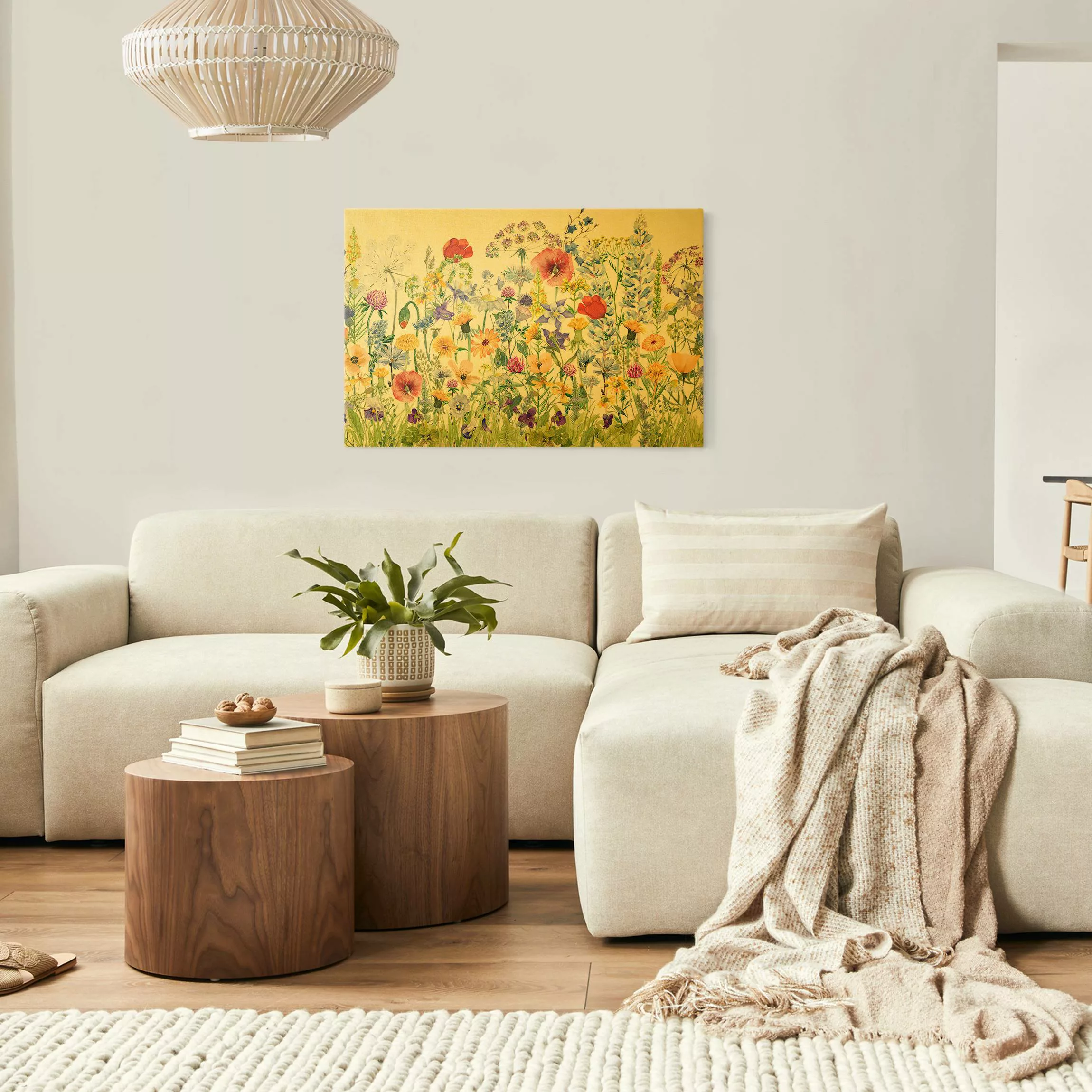 Leinwandbild Aquarellierte Blumenwiese günstig online kaufen