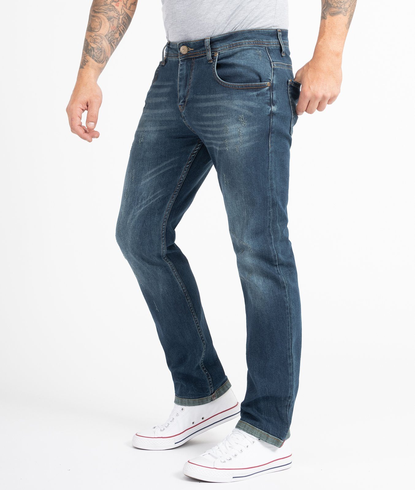 Indumentum Regular-fit-Jeans Herren Jeans Stonewashed Blau günstig online kaufen