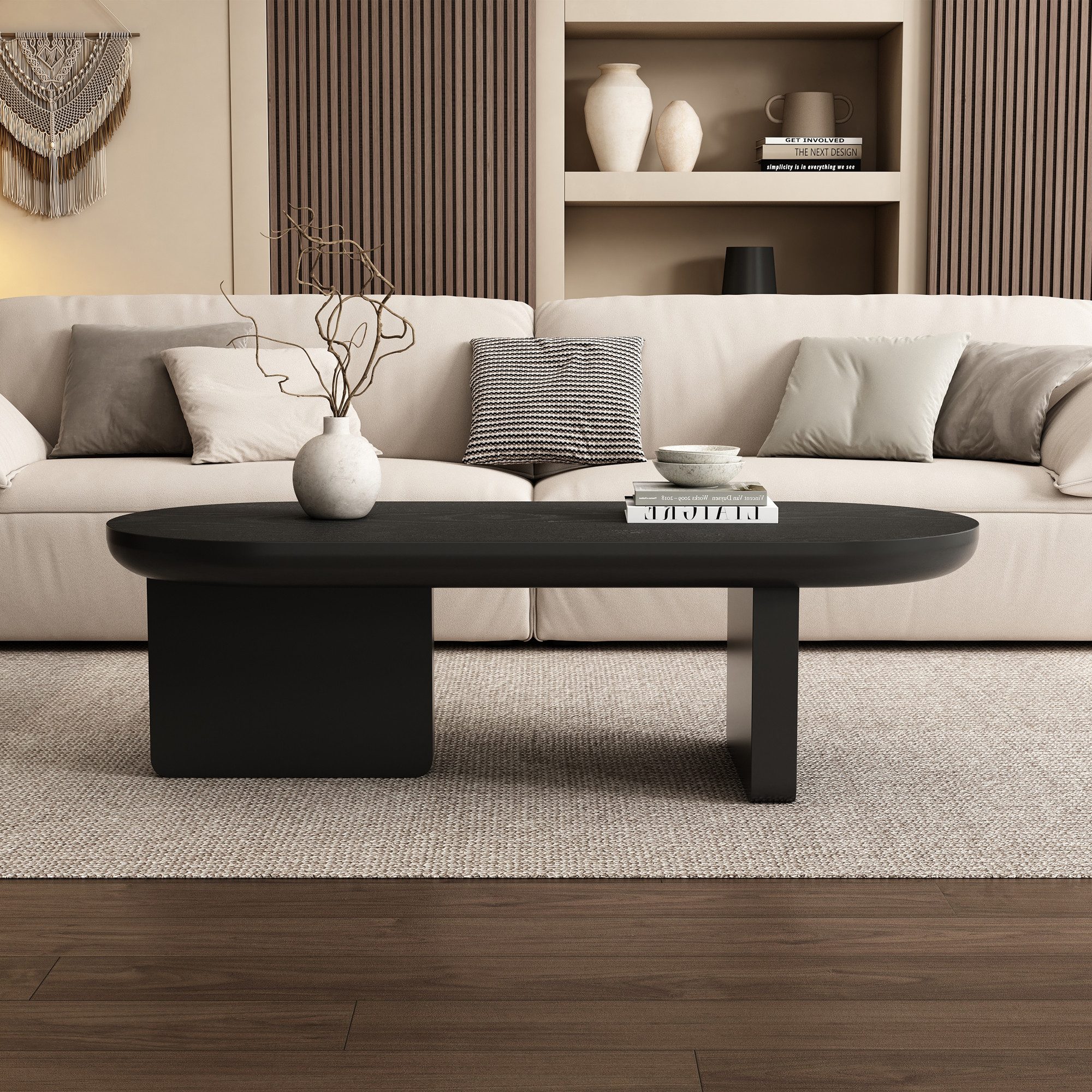 Merax Couchtisch Ovaler Sofatisch mit Sprühlack-Oberfläche günstig online kaufen