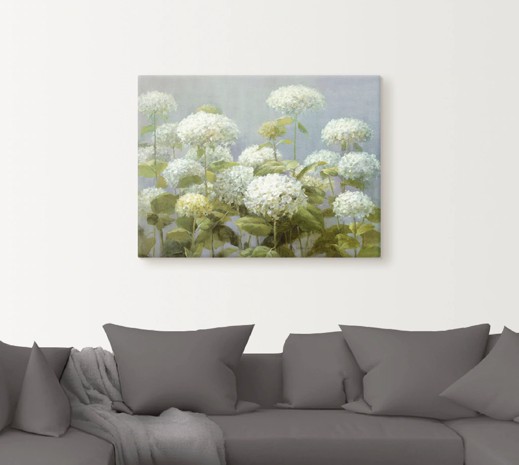 Artland Wandbild "Weißer Hortensien Garten", Blumen, (1 St.), als Leinwandb günstig online kaufen