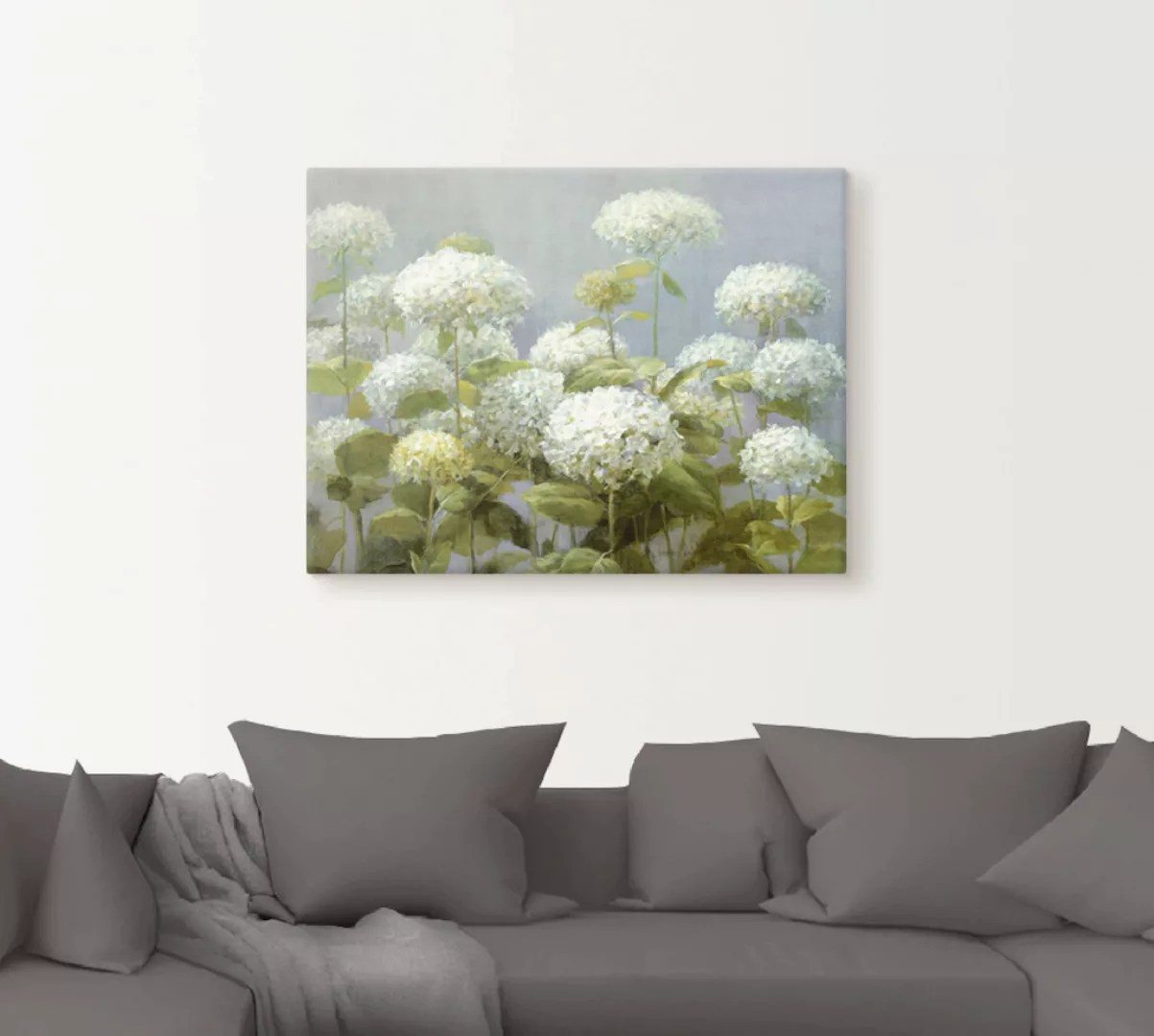 Artland Wandbild »Weißer Hortensien Garten«, Blumen, (1 St.), als Leinwandb günstig online kaufen