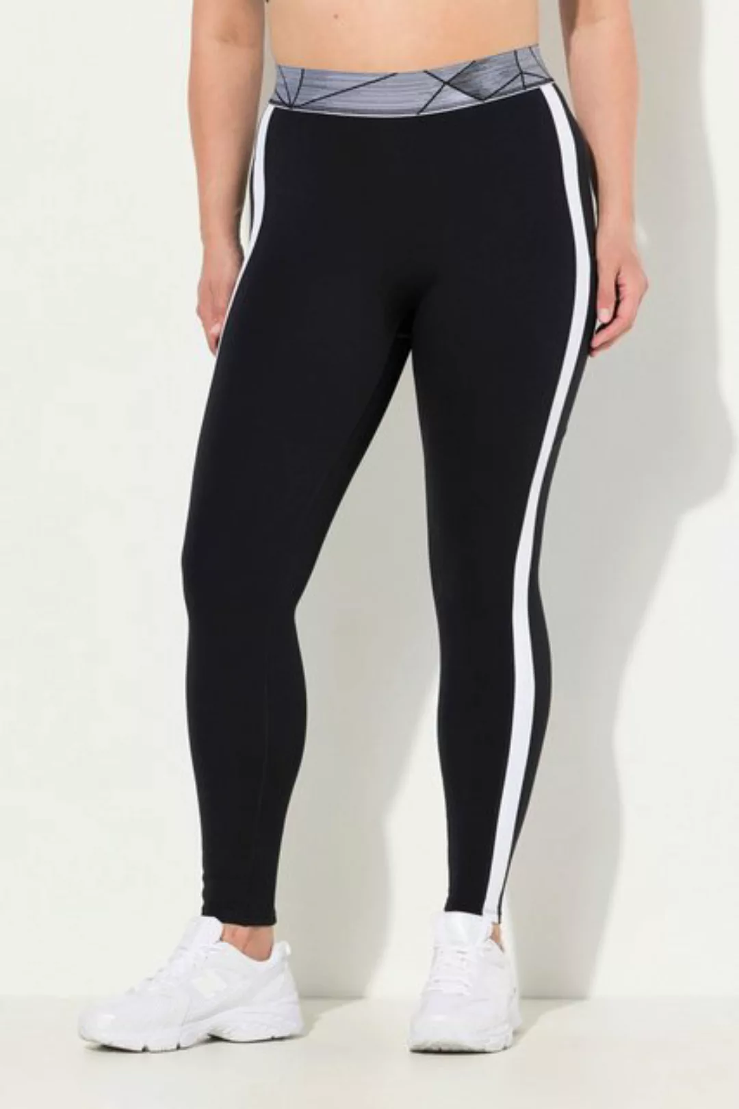 Ulla Popken Lederimitathose Leggings Streifen Taschen High Waist Elastikbun günstig online kaufen