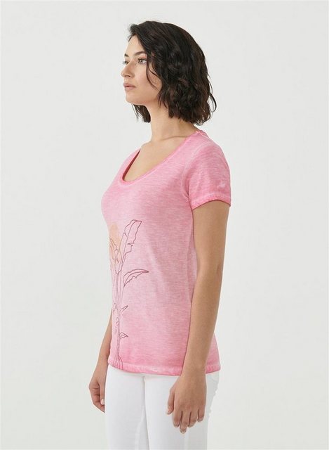 ORGANICATION T-Shirt Women's Garment Dyed Printed T-Shirt in Hot Pink günstig online kaufen