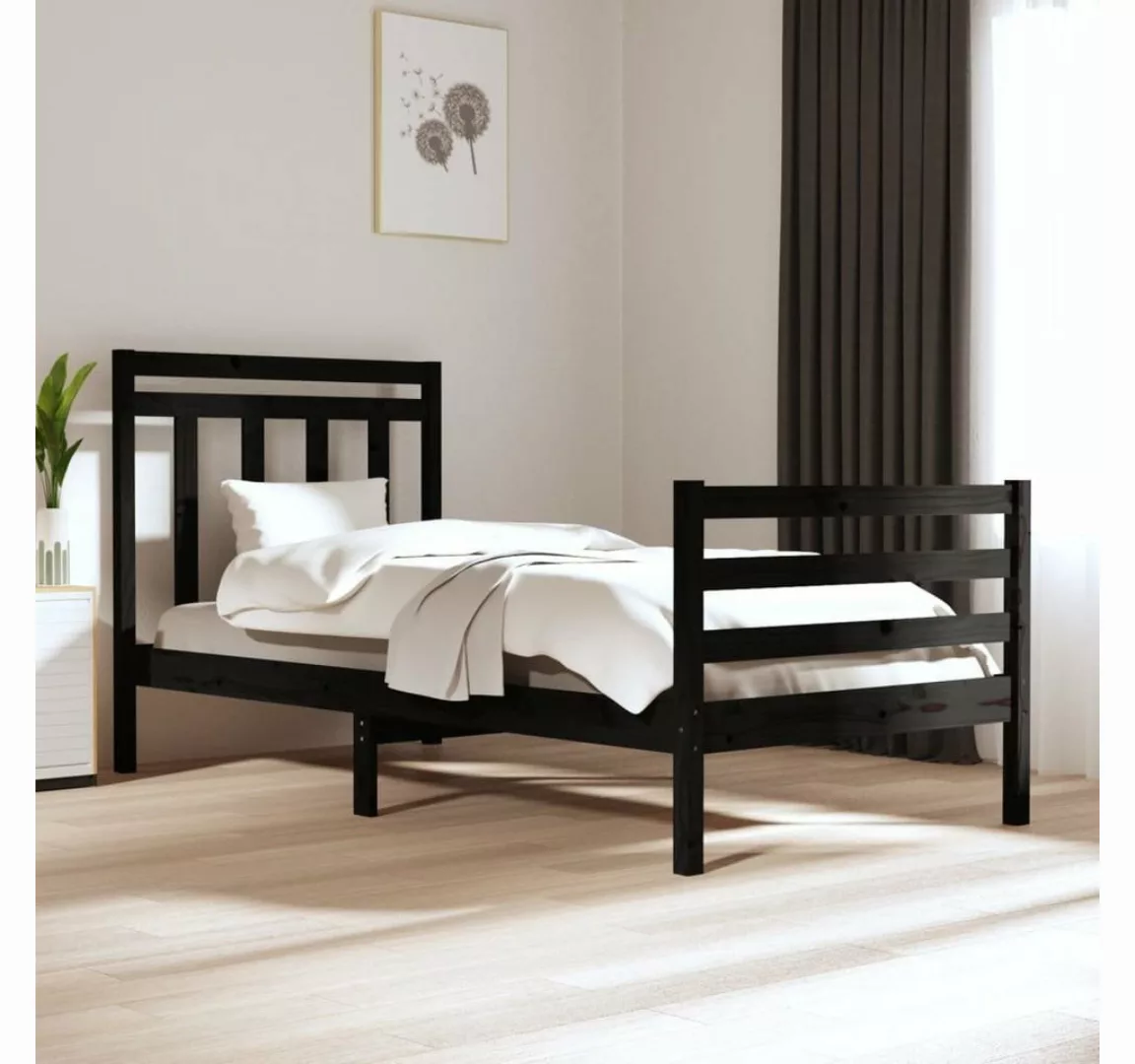 furnicato Bett Massivholzbett Schwarz 90x200 cm günstig online kaufen