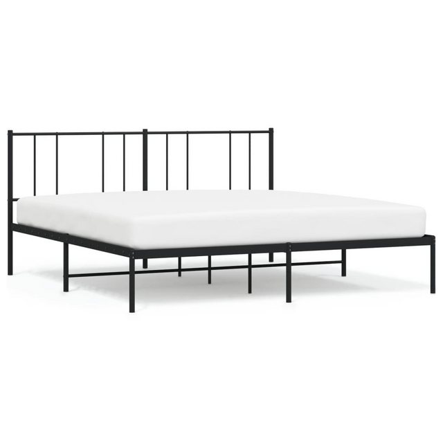 vidaXL Bettgestell, Bettrahmen mit Kopfteil Metall Schwarz 180x200 cm günstig online kaufen