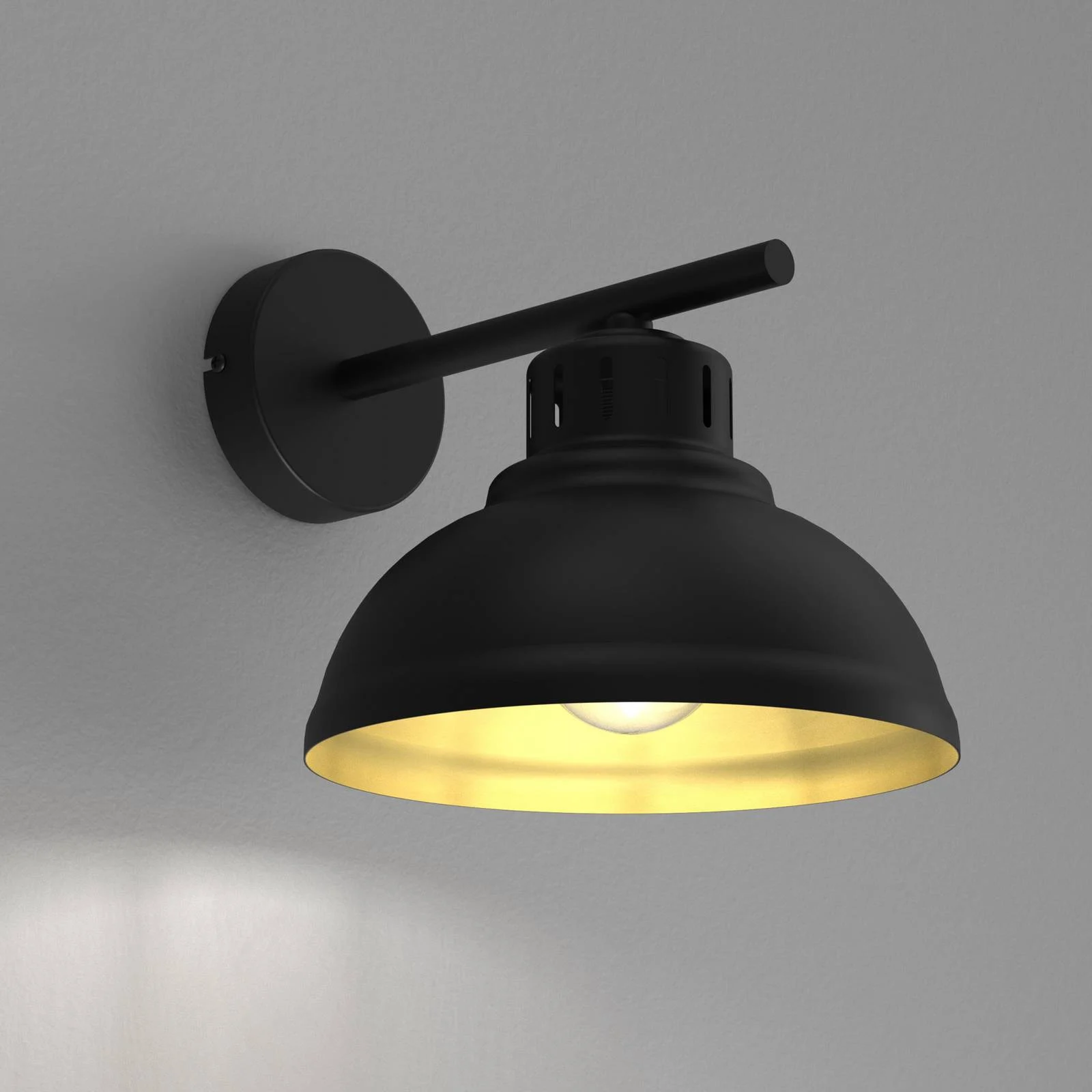 Wandlampe Sven, schwarz-goldfarben, Ø 21 cm, Stahl günstig online kaufen