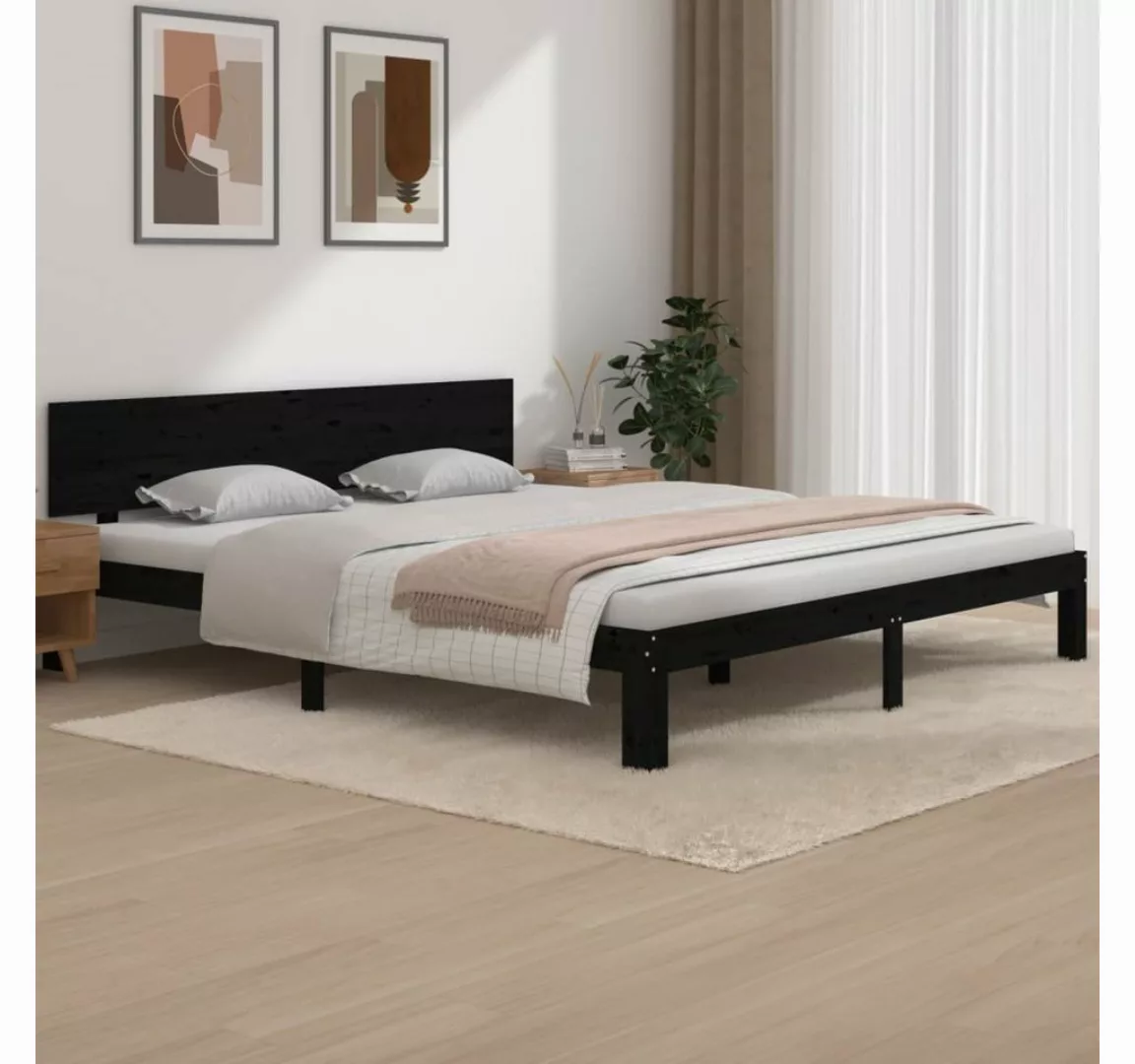 furnicato Bett Massivholzbett Schwarz 180x200 cm günstig online kaufen