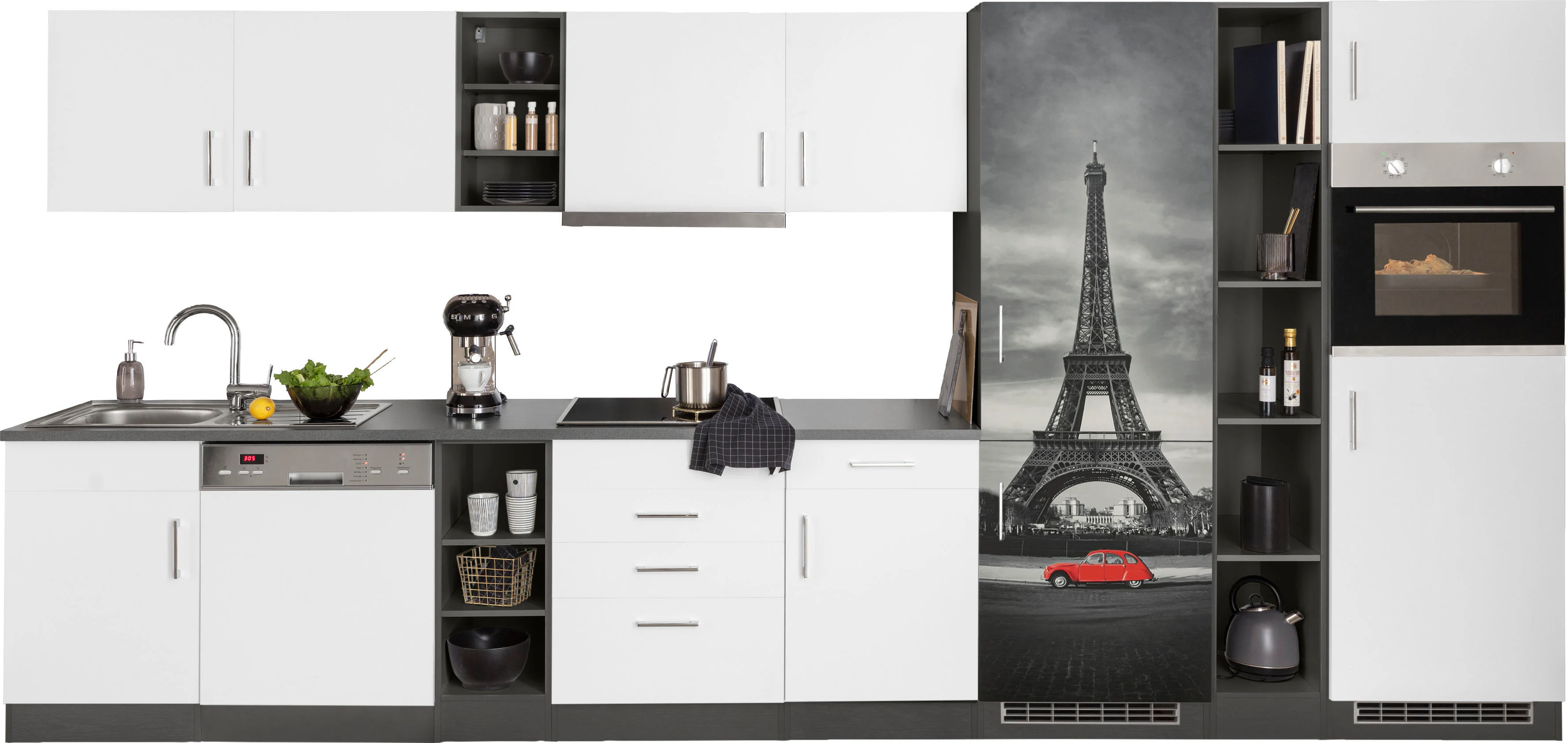 HELD MÖBEL Küchenzeile "Paris", mit E-Geräten, Breite 400 cm, mit großer Kü günstig online kaufen