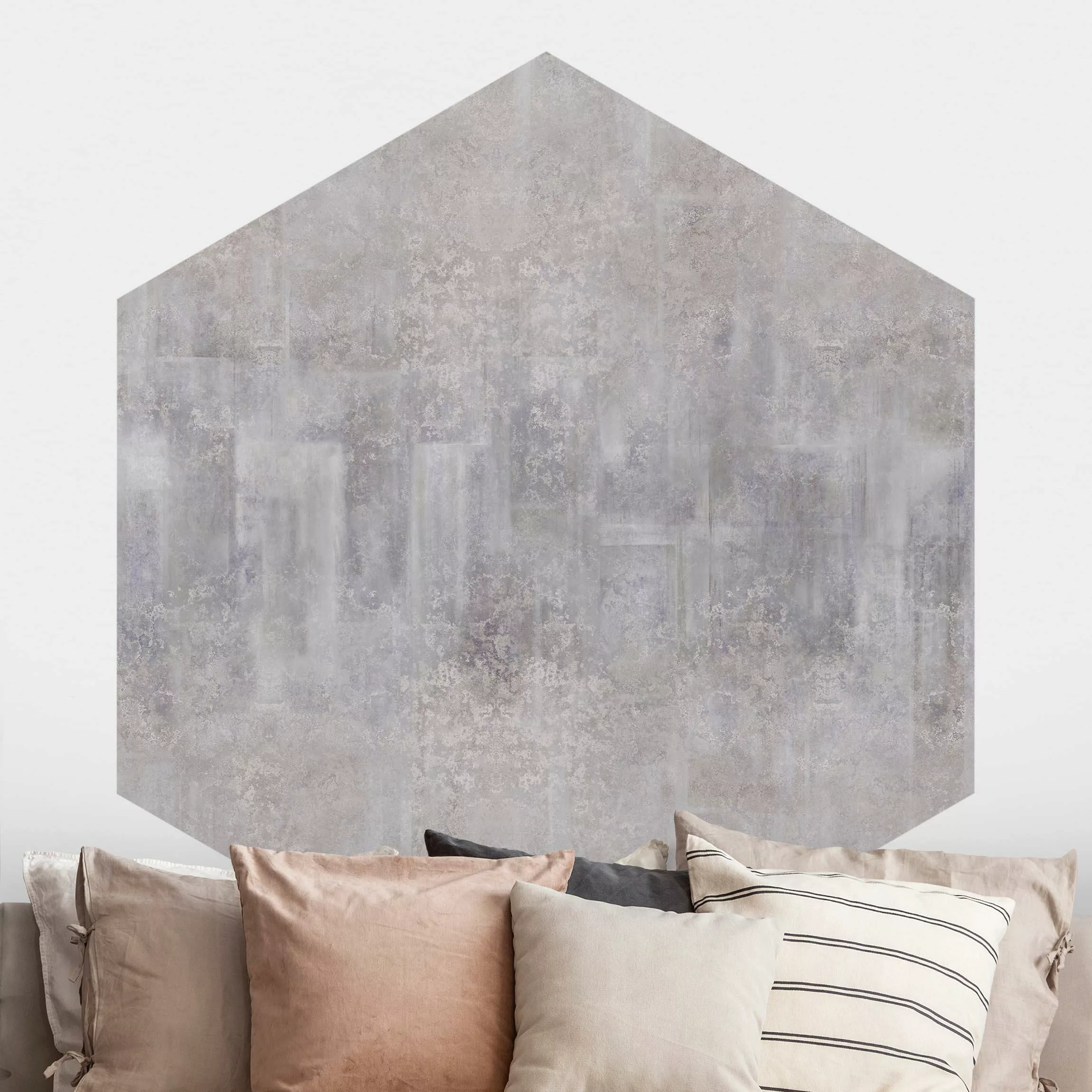 Hexagon Tapete selbstklebend Rustikales Betonmuster Grau günstig online kaufen