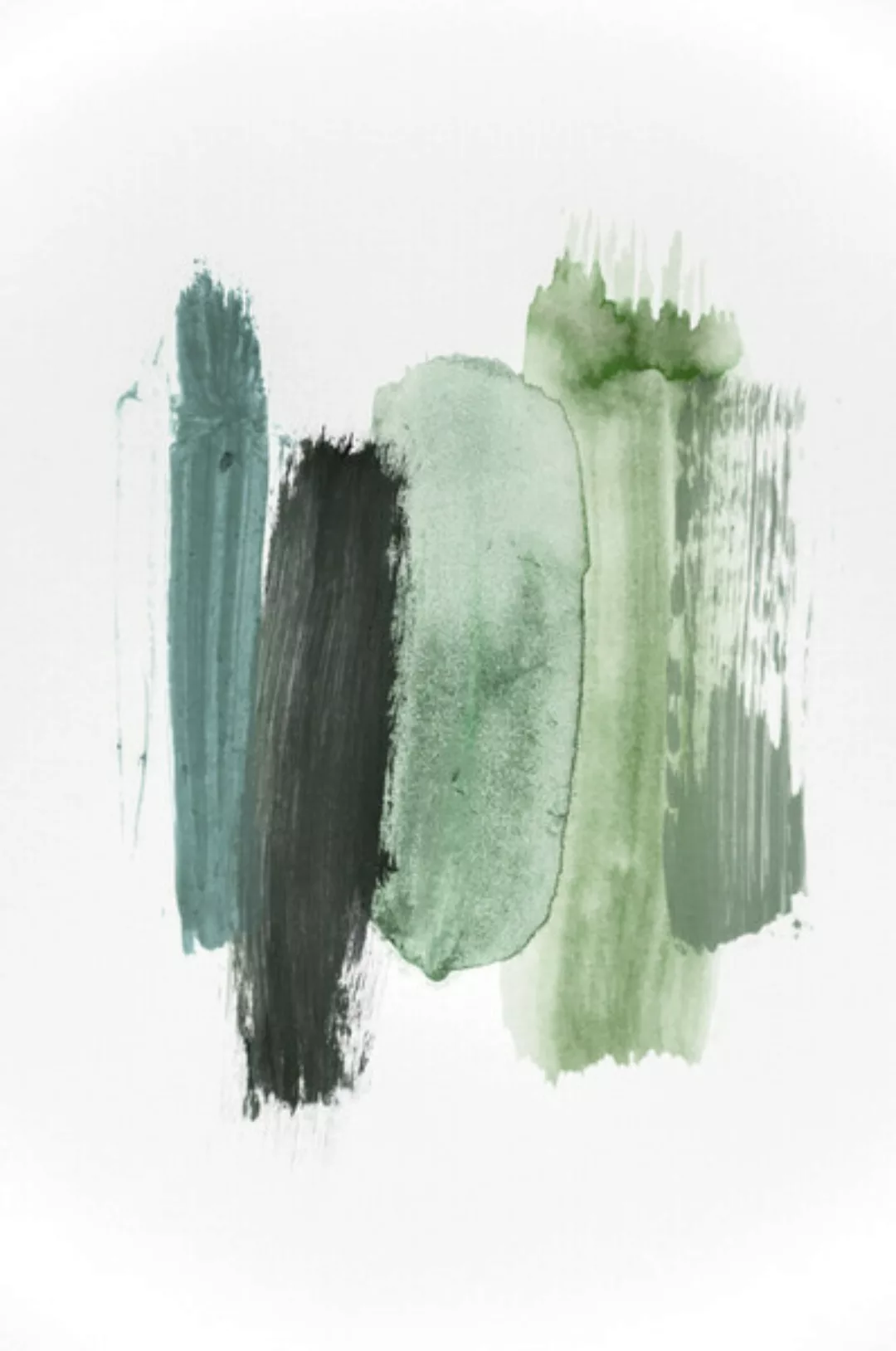 Poster / Leinwandbild - Abstract Aquarelle - Green Shades Of The Woods günstig online kaufen