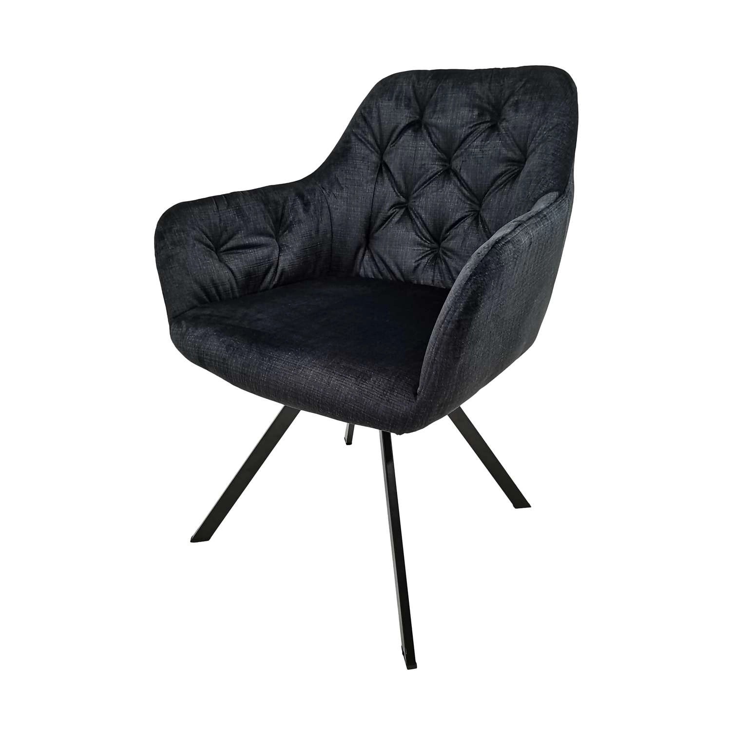 MeGusta Moderner Stuhl Drehstuhl 2er-Set Schwarz Polsterstuhl Esszimmerstuh günstig online kaufen