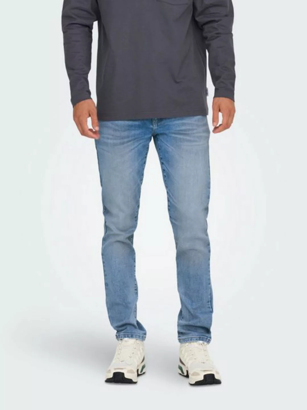 ONLY & SONS Slim-fit-Jeans Herren Slim Fit Jeans helle Waschung niedrige Ta günstig online kaufen