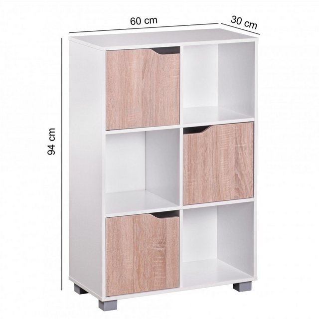 Wohnling Bücherregal Design Bücherregal MASSA Modern Holz Weiß mit Türen ge günstig online kaufen