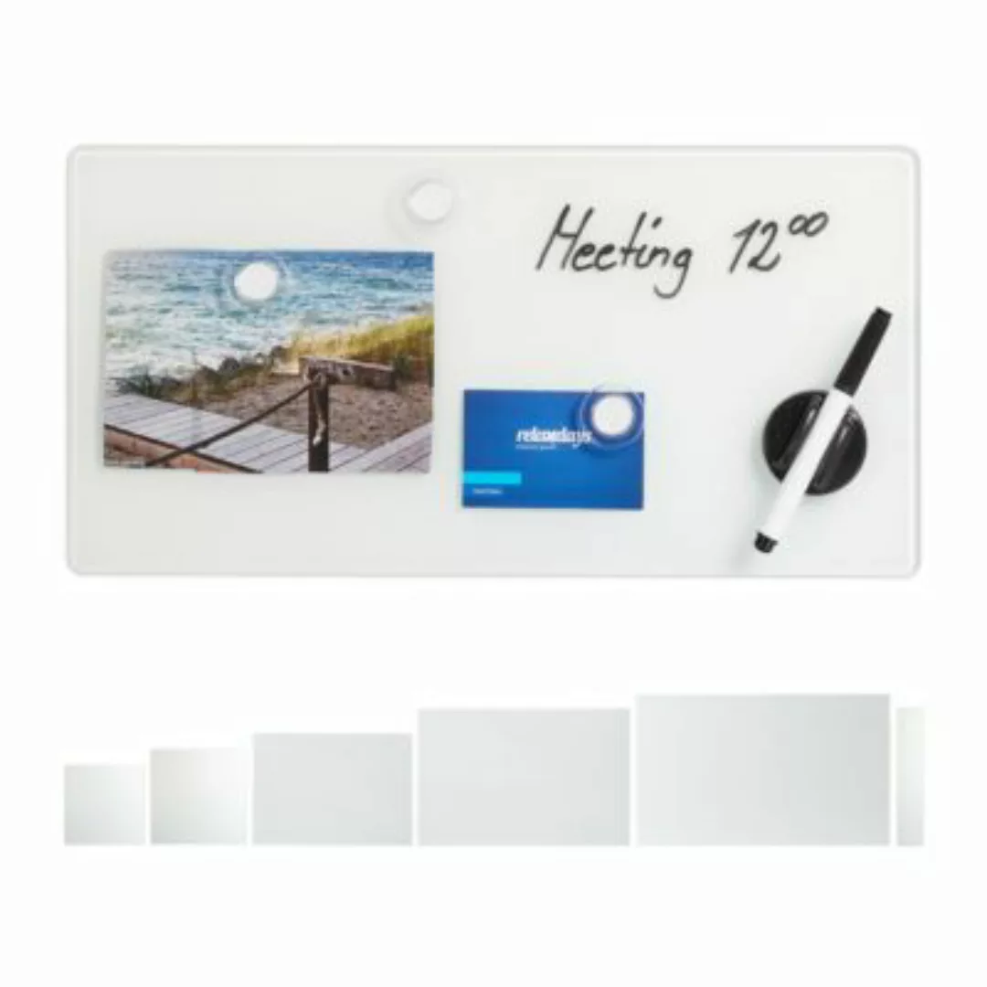 relaxdays Glas-Magnetboard Weiß weiß günstig online kaufen