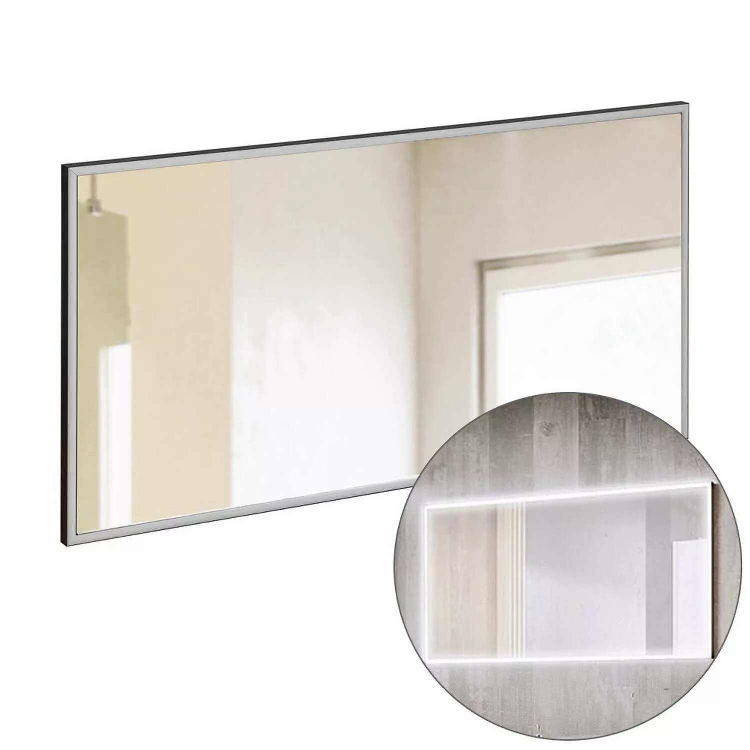 Badezimmer LED Spiegel 120 cm matt schwarz, B/H/T ca. 123/68/3 cm günstig online kaufen
