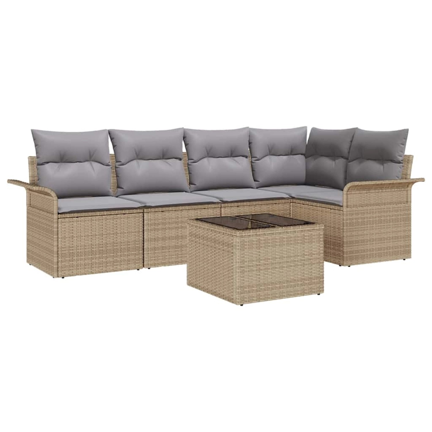 vidaXL Garten-Sofa-Set mit Kissen mit Speicher 6-Tlg Beige Poly Rattan 3354 günstig online kaufen