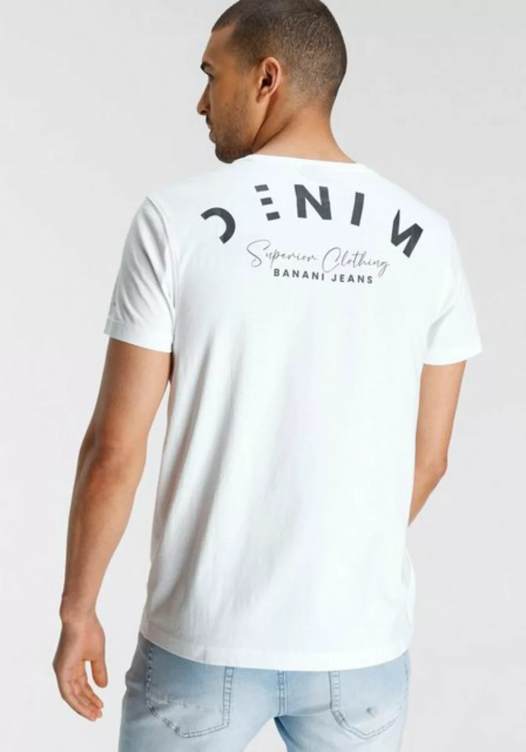 Bruno Banani T-Shirt schmal geschnitten, mit Print, Rundhalsausschnitt, aus günstig online kaufen