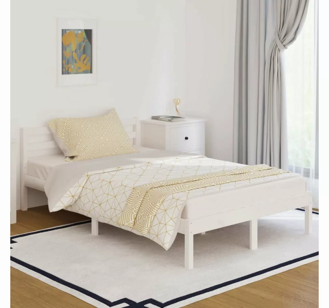 furnicato Bett Massivholzbett Kiefer 120x200 cm Weiß günstig online kaufen