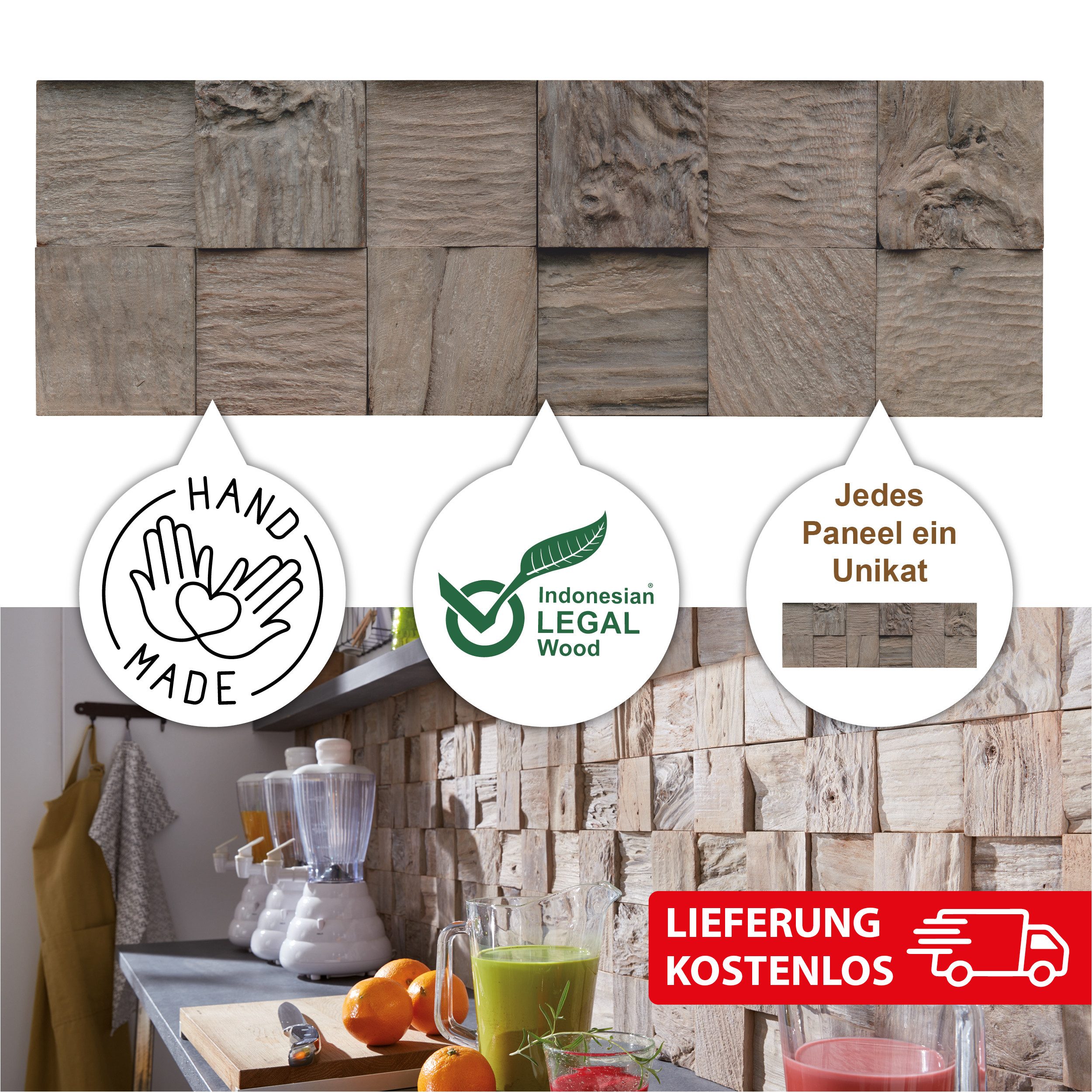 INDO 3D Wandpaneel Muster Teak Classic günstig online kaufen