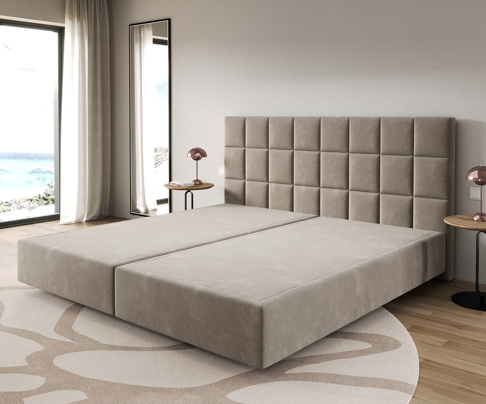 Boxspringgestell Dream-Fine Mikrofaser Beige 200x200 cm günstig online kaufen