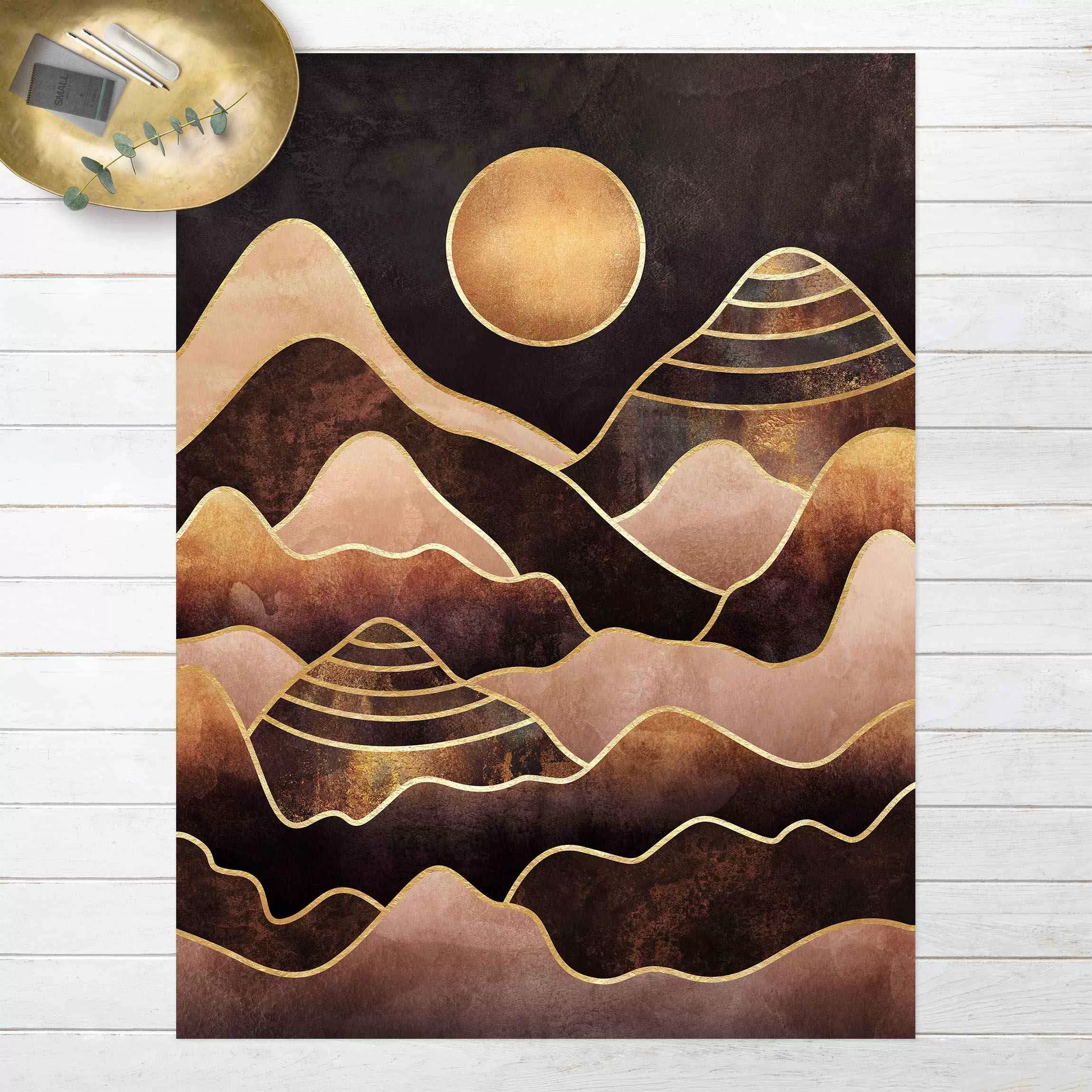 Vinyl-Teppich Goldene Sonne abstrakte Berge günstig online kaufen
