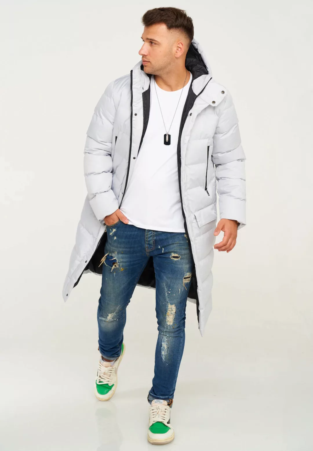 behype Steppjacke "LONGLINE ZIP PARKA", Steppjacke mit Kapuze günstig online kaufen