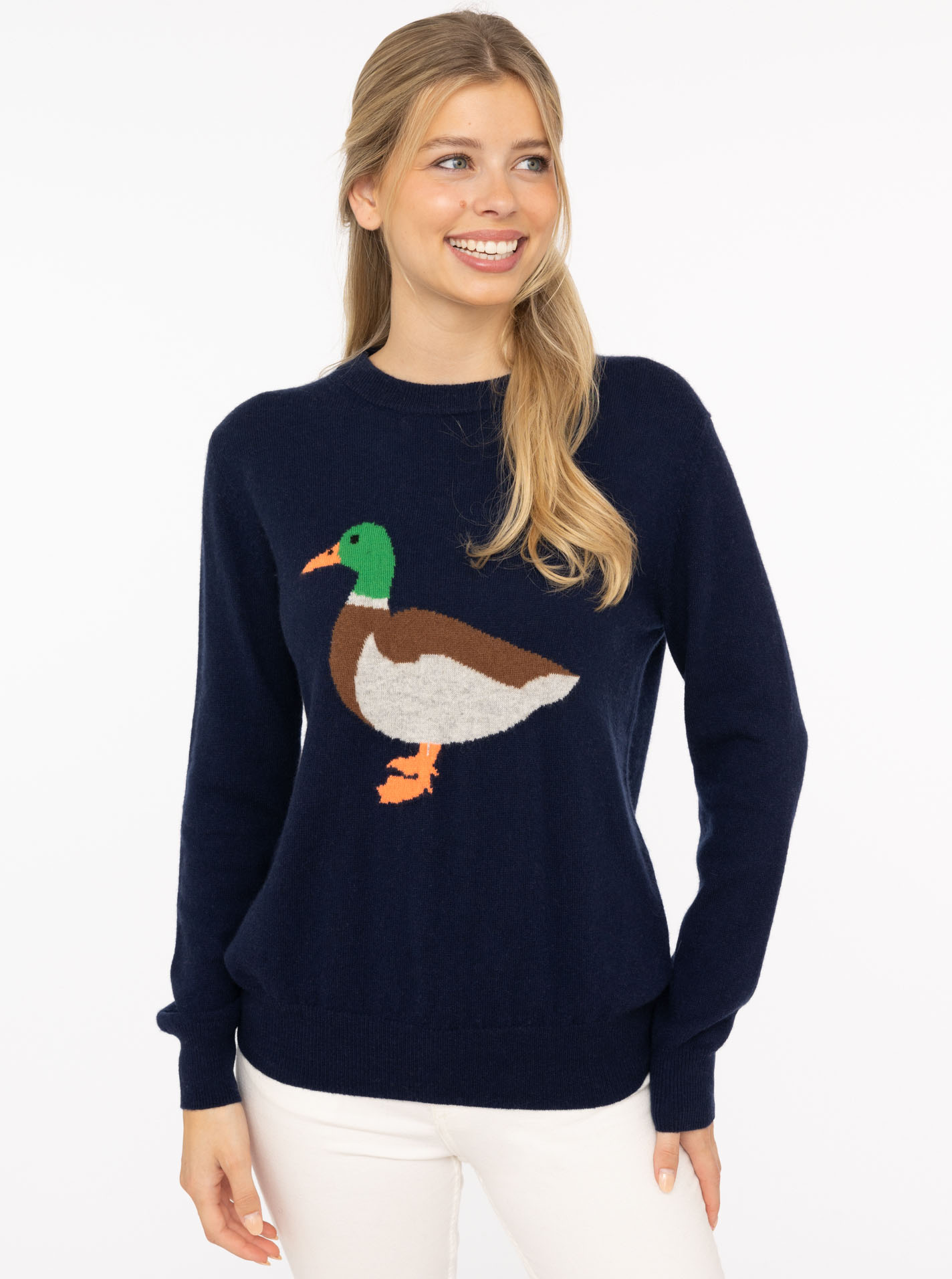 Zwillingsherz Strickpullover "Duck", Rundhals,aus reinem Kaschmir mit große günstig online kaufen