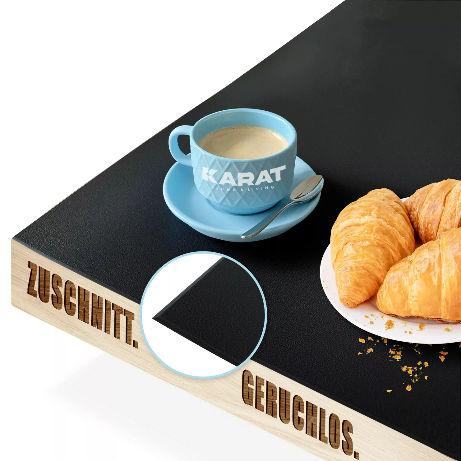 KARAT Tischfolie Empire mit Abgeschrägter Kante Schwarz 100 x 210 cm günstig online kaufen