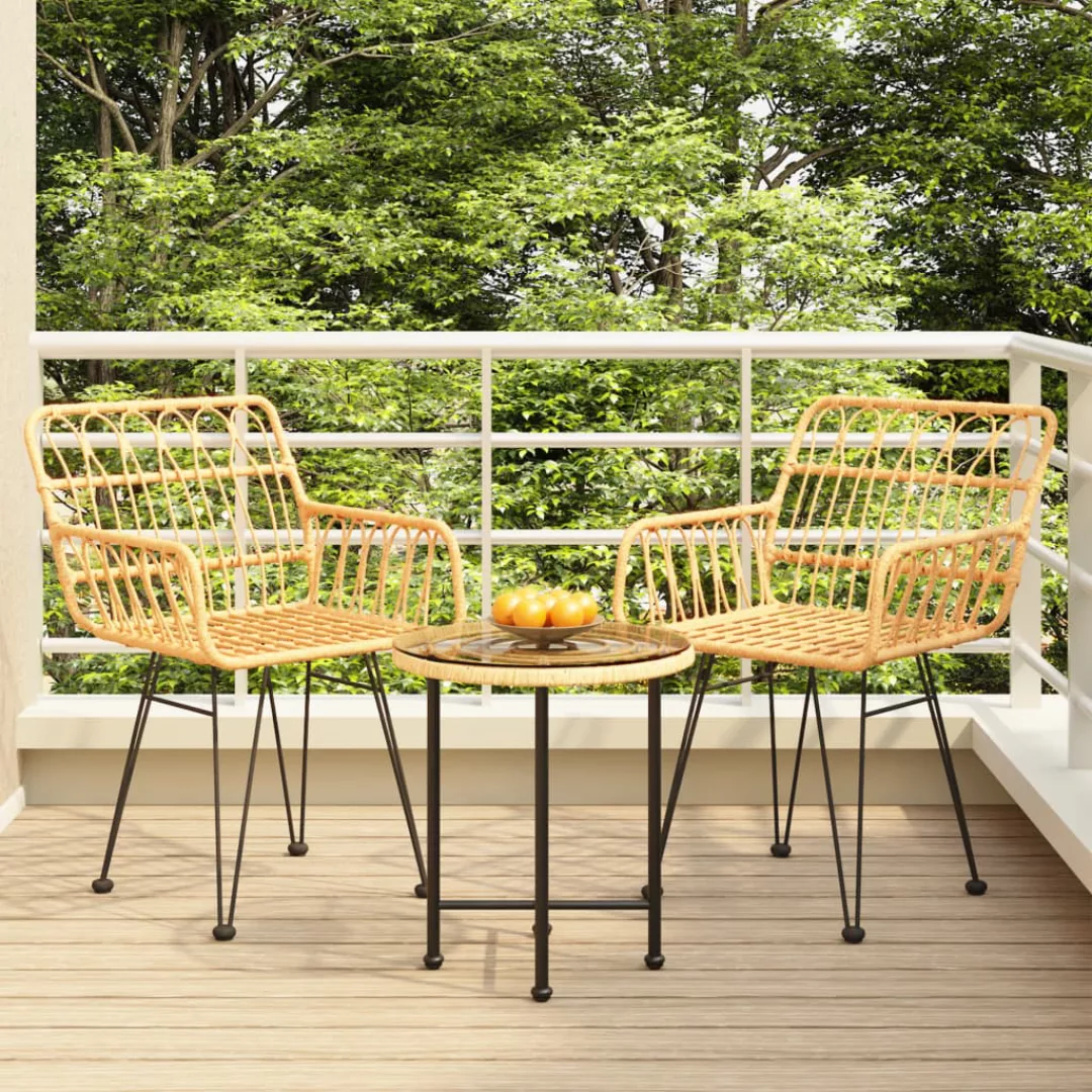 Vidaxl 3-tlg. Garten-essgruppe Poly Rattan günstig online kaufen