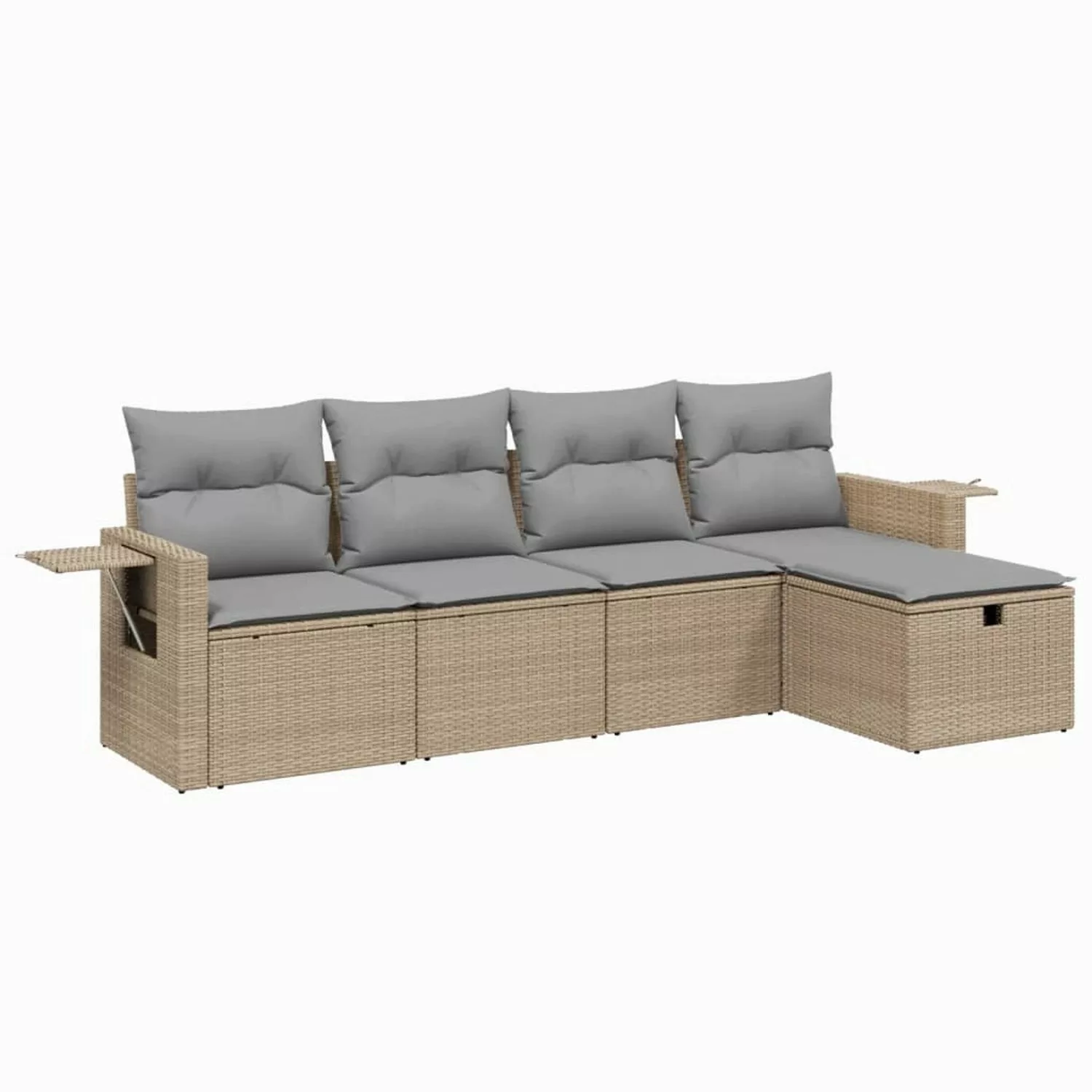 vidaXL 5-tlg Garten-Sofagarnitur mit Kissen Beige Poly Rattan Modell 134 günstig online kaufen