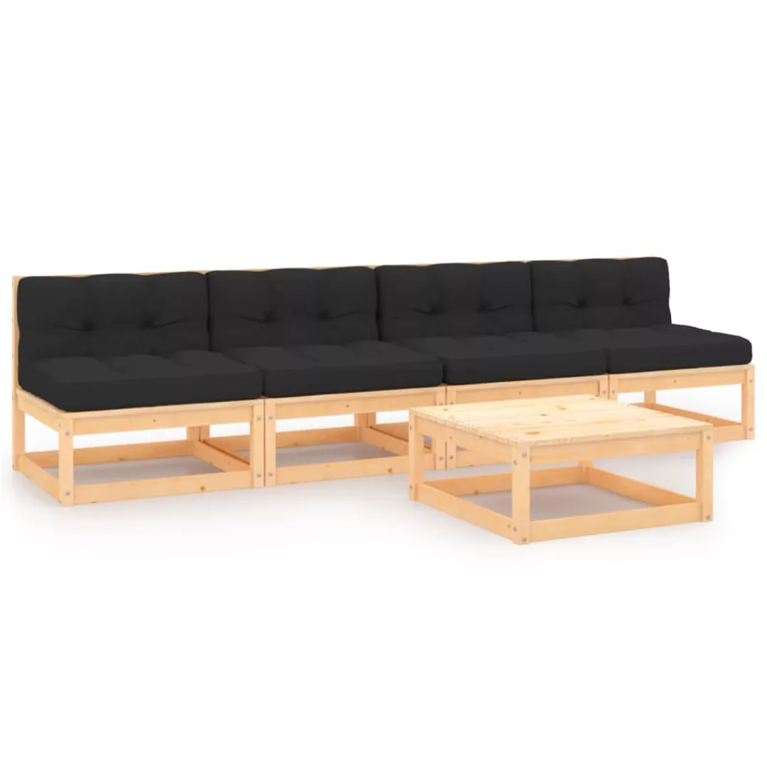 5-tlg. Garten-lounge-set Mit Kissen Massivholz Kiefer günstig online kaufen