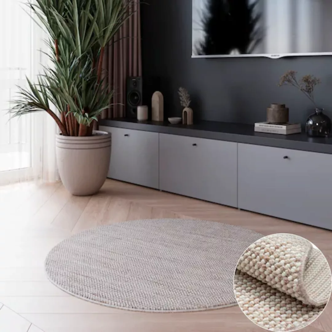 my home Teppich »Vals«, rund, 7 mm Höhe, Uni Farben, meliert, Sisal-Optik, günstig online kaufen