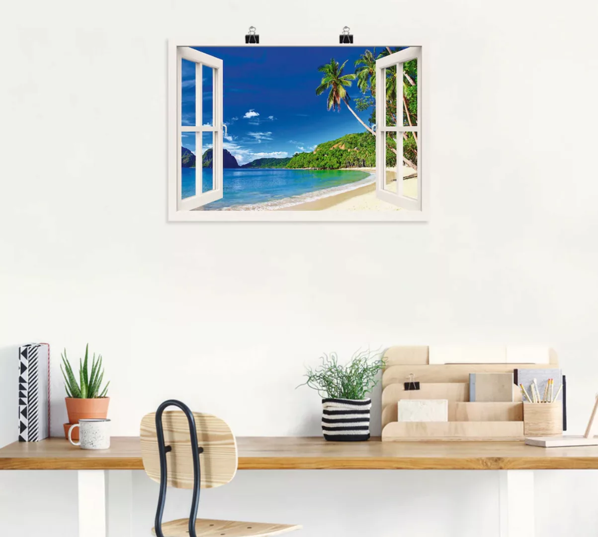 Artland Wandbild "Fensterblick Paradies", Fensterblick, (1 St.), als Leinwa günstig online kaufen