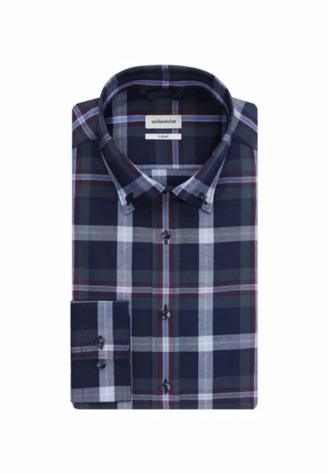 seidensticker Flanellhemd X-Slim X-Slim Langarm Button-Down-Kragen Karo günstig online kaufen