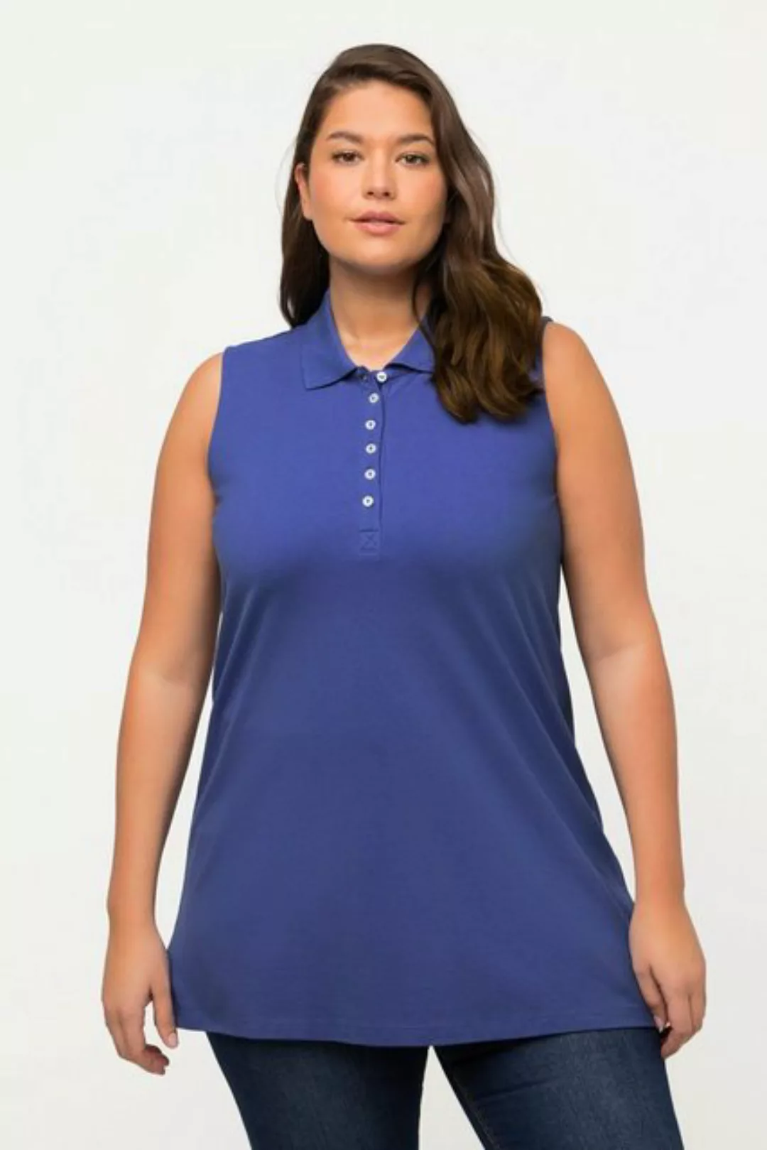 Ulla Popken Poloshirt Polotop Regular Polokragen ärmellos günstig online kaufen