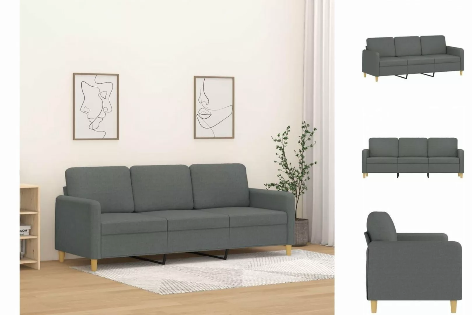 vidaXL Sofa 3-Sitzer-Sofa Dunkelgrau 180 cm Stoff günstig online kaufen