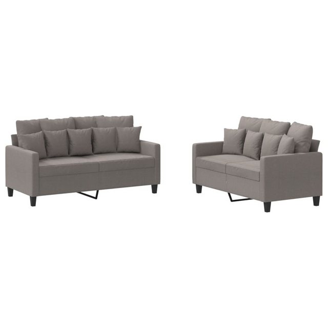 vidaXL Sofa Sofagarnitur Set mit Kissen Stoff, 2-tlg., Taupe günstig online kaufen