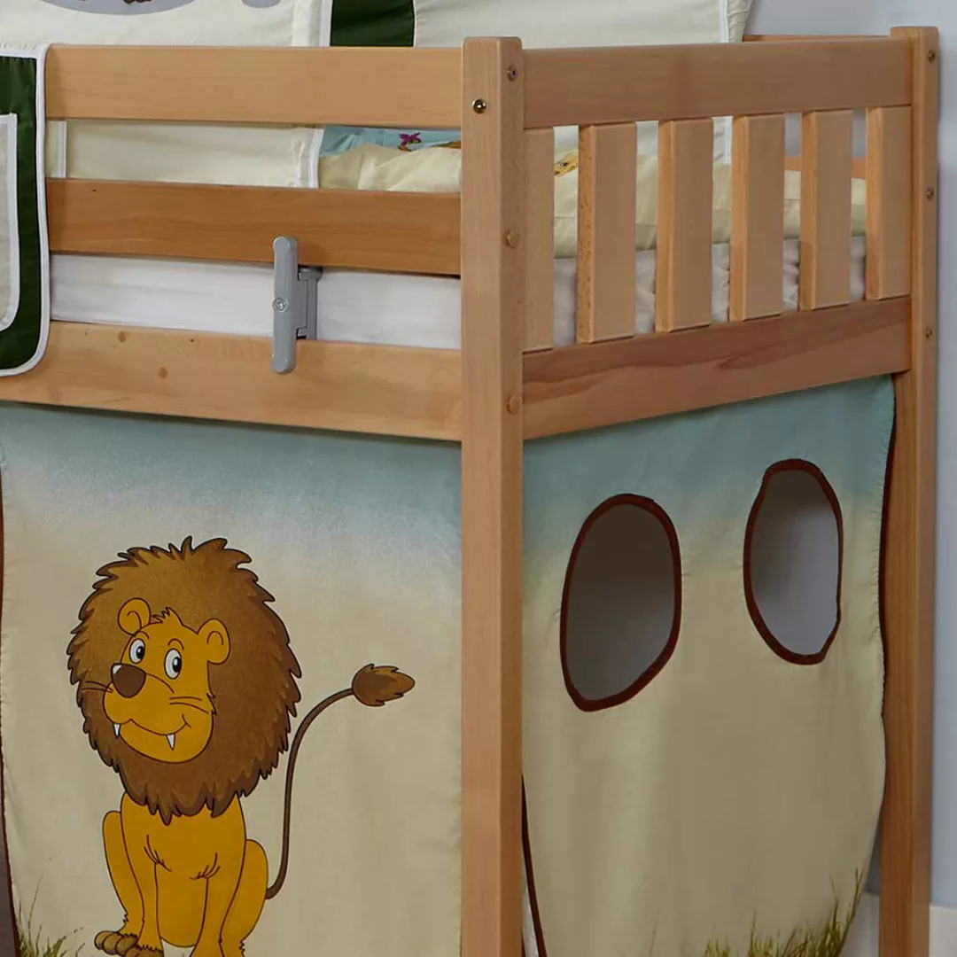 Kinderspielbett mit Rutsche und Tunnel Buche Massivholz günstig online kaufen