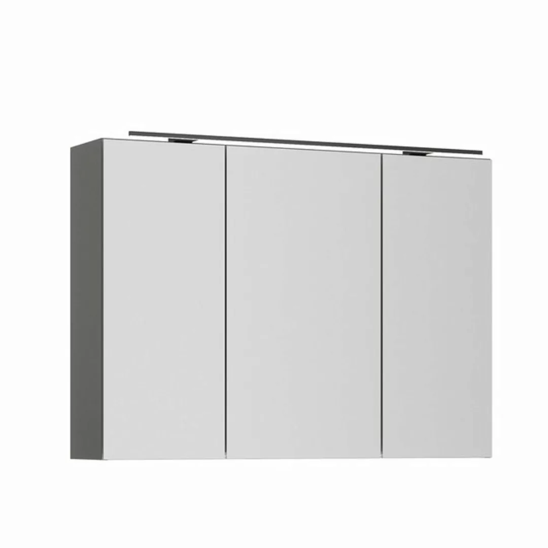 Lomadox Spiegelschrank PALERMO-136-GREY grau 100cm breit mit LED Aufsatzleu günstig online kaufen