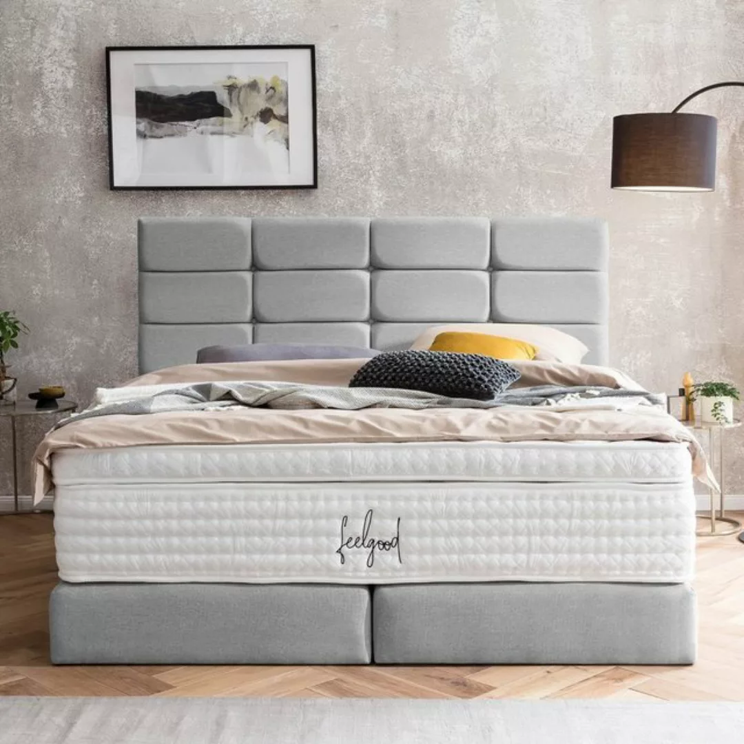 BettCo Boxspringbett Kansas (in Hellgrau Webstoff, 180 x 200 cm), Kachel-De günstig online kaufen