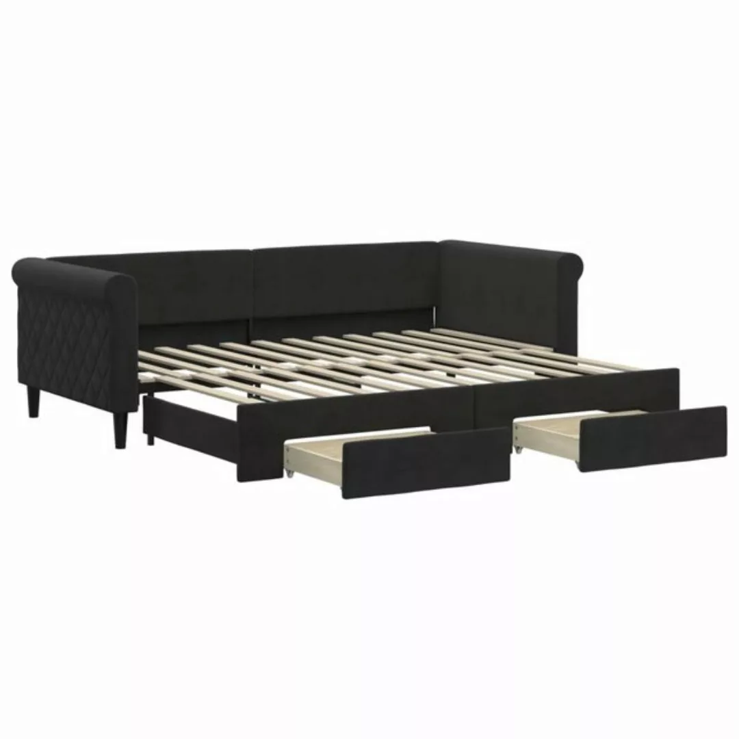 furnicato Bett Tagesbett Ausziehbar mit Schubladen Schwarz 90x200 cm Samt ( günstig online kaufen