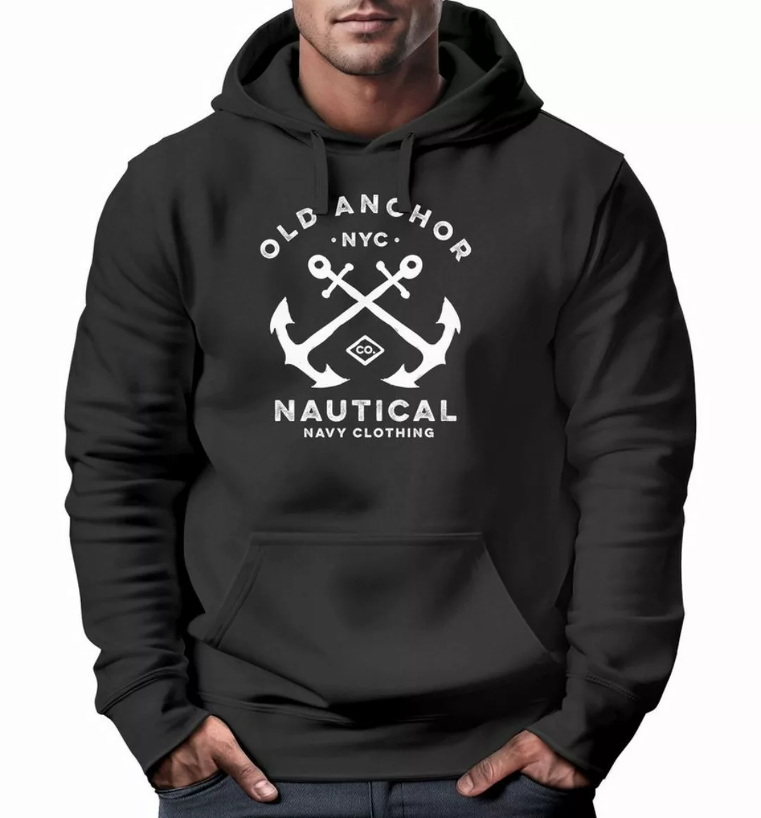 Neverless Hoodie Hoodie Herren gekreuzte Anker Old Anchor Nautical Kapuzen- günstig online kaufen