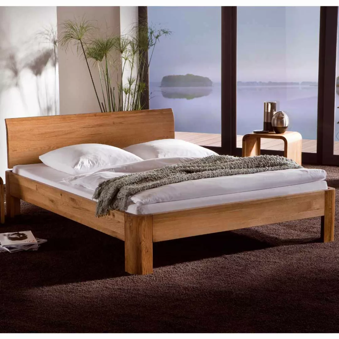Bett aus Eiche Massivholz geölt und gebürstet günstig online kaufen