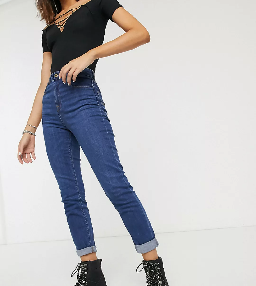 COLLUSION x011 – Schmale Mom-Jeans in dunkler Stone-Waschung-Blau günstig online kaufen