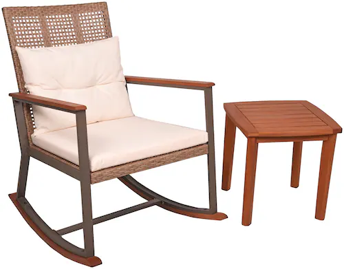 Garden Pleasure Schaukelstuhl "SINALOA", (Set), Teak Look, inkl. Tisch und günstig online kaufen